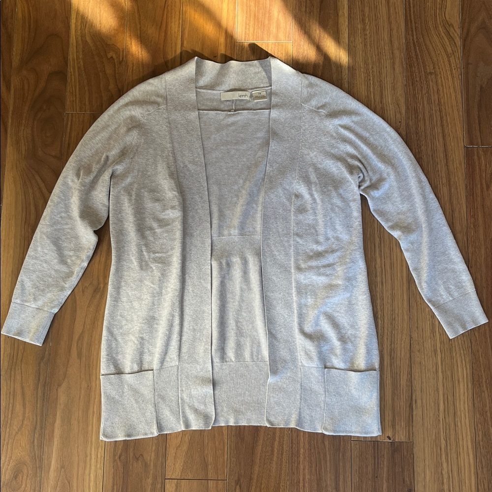 Kersh Light Gray Open Front Cardigan Blazer Autumn Size Large
